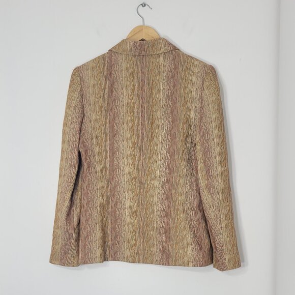 Philippe Adec Brown Orange Cotton Blend Button Front Lightweight Blazer Size 10 - Picture 5 of 15